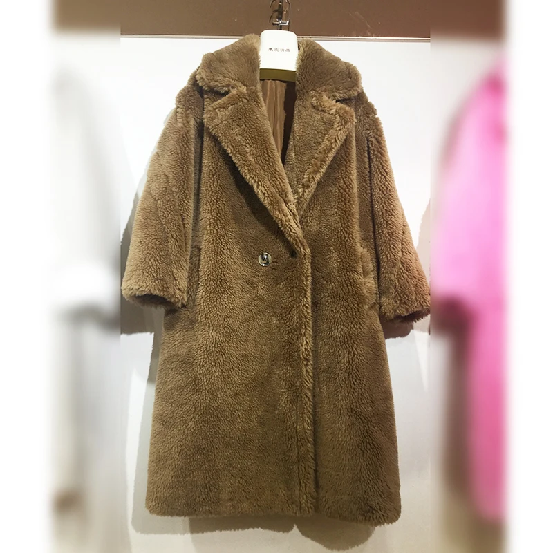 Коричневый Fur Coat Women Winter Super Warm Wool Outwear Teddy Bear Icon Coat rf0166 - Цвет: Коричневый