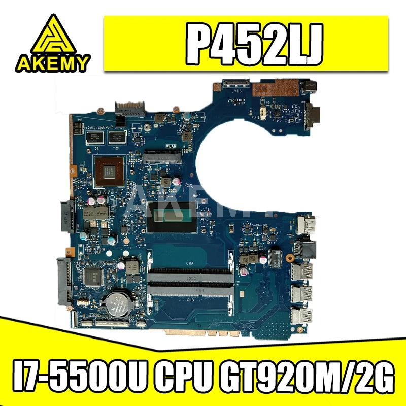 

Akemy P452LJ motherboard For Asus P452 P452L P452LJ P452LJ Laptop motherboard Mainboard 100% Tested W/ I7-5500U CPU GT920M/2G