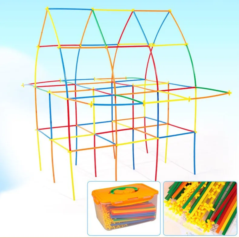 

Piece Straw Assembling Building Blocks Early Education and Wisdom Pipe Strips Small Architects Colorful Plastic Straw Splicing