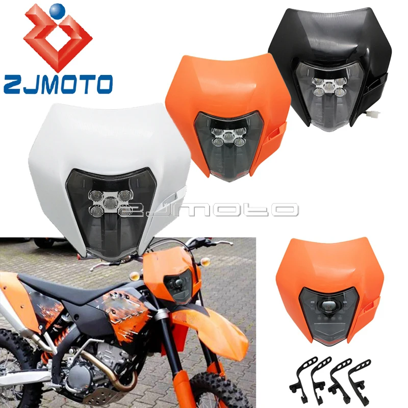 

For Enduro Six Days LED Headlights Assembly EC XC EXC EXC-F MX DRL 125 150 250 350 450 12V HI/LO Beam Dirt Bike Orange Lamp