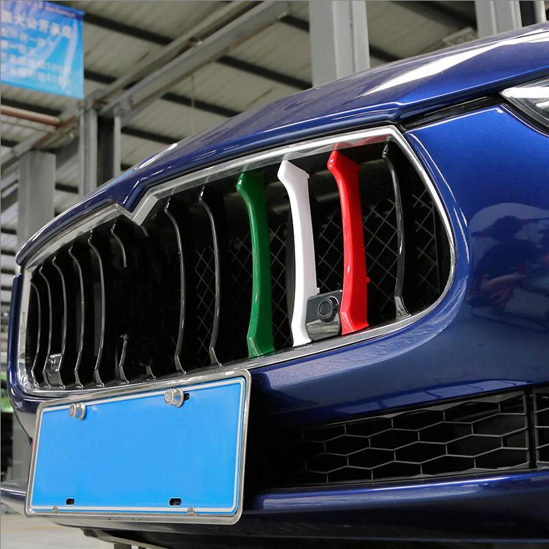 

3 colors 3D car-styling Front Grille Grills Trim Strips Cover performance Decoration Stickersor Maserati Ghibli Quattroporte
