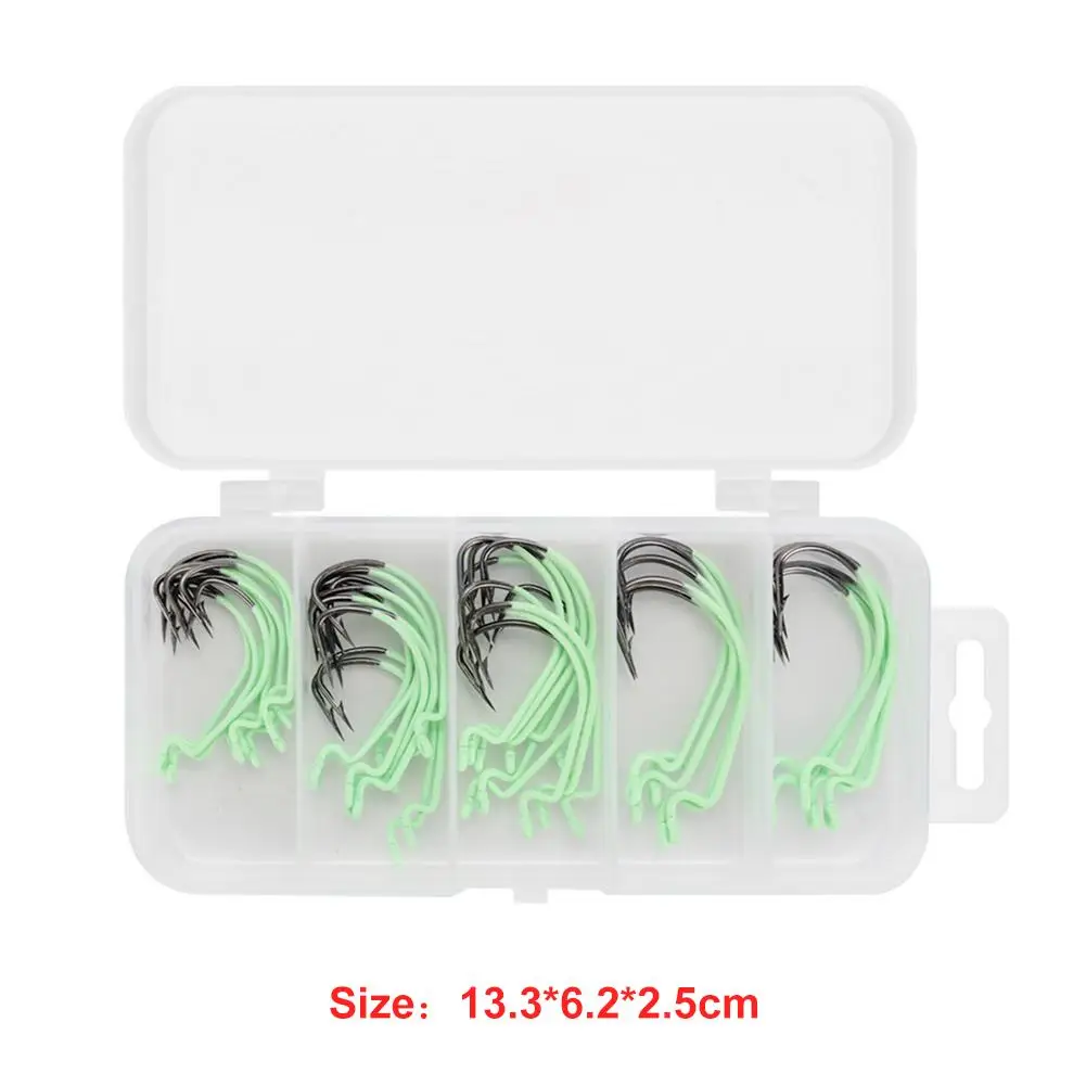 

Durable Fishhooks Wear-resistant Portable Reuseable Luminous Crank Fishing Hook with Barbed Single Hook for Outdoor Gadget