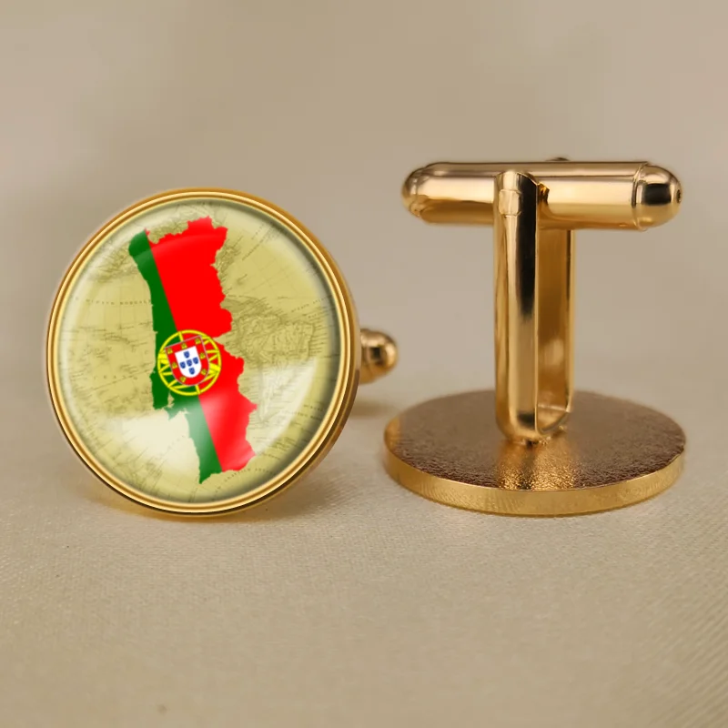 Запонки Герб Португалии карта флаг государственная эмблема|Зажимы для галстука