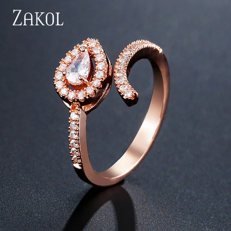 Женское облегающее кольцо с фианитом и микрозакрепкой FSRP2129 | Украшения