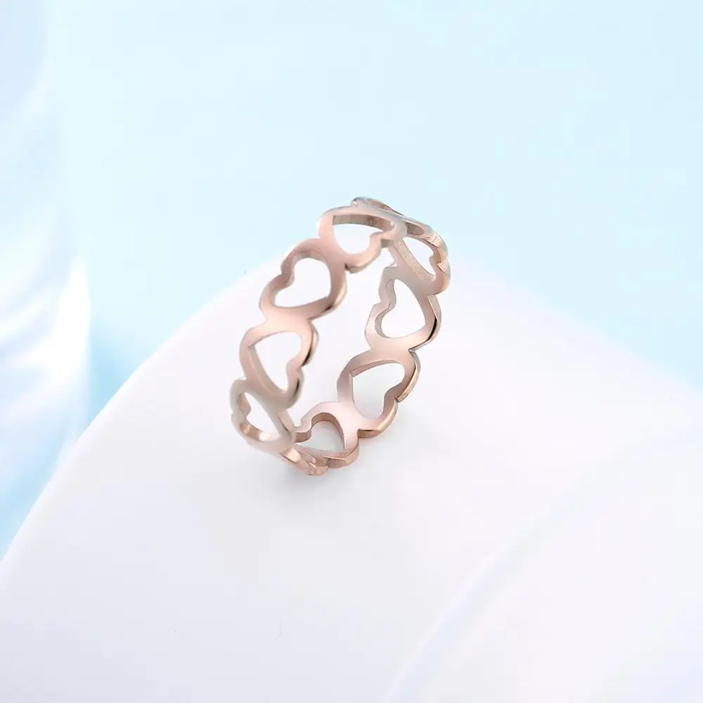 Кольцо Skyrim с полым сердцем розовое золото нержавеющая сталь романтичное пробы