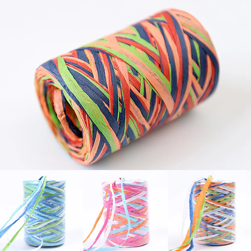 80M/Roll Creative Decorative Braided Rope Color Paper Raffia Ribbon Cords Candy Gift Packing Scrapbooking Crafts String | Дом и сад