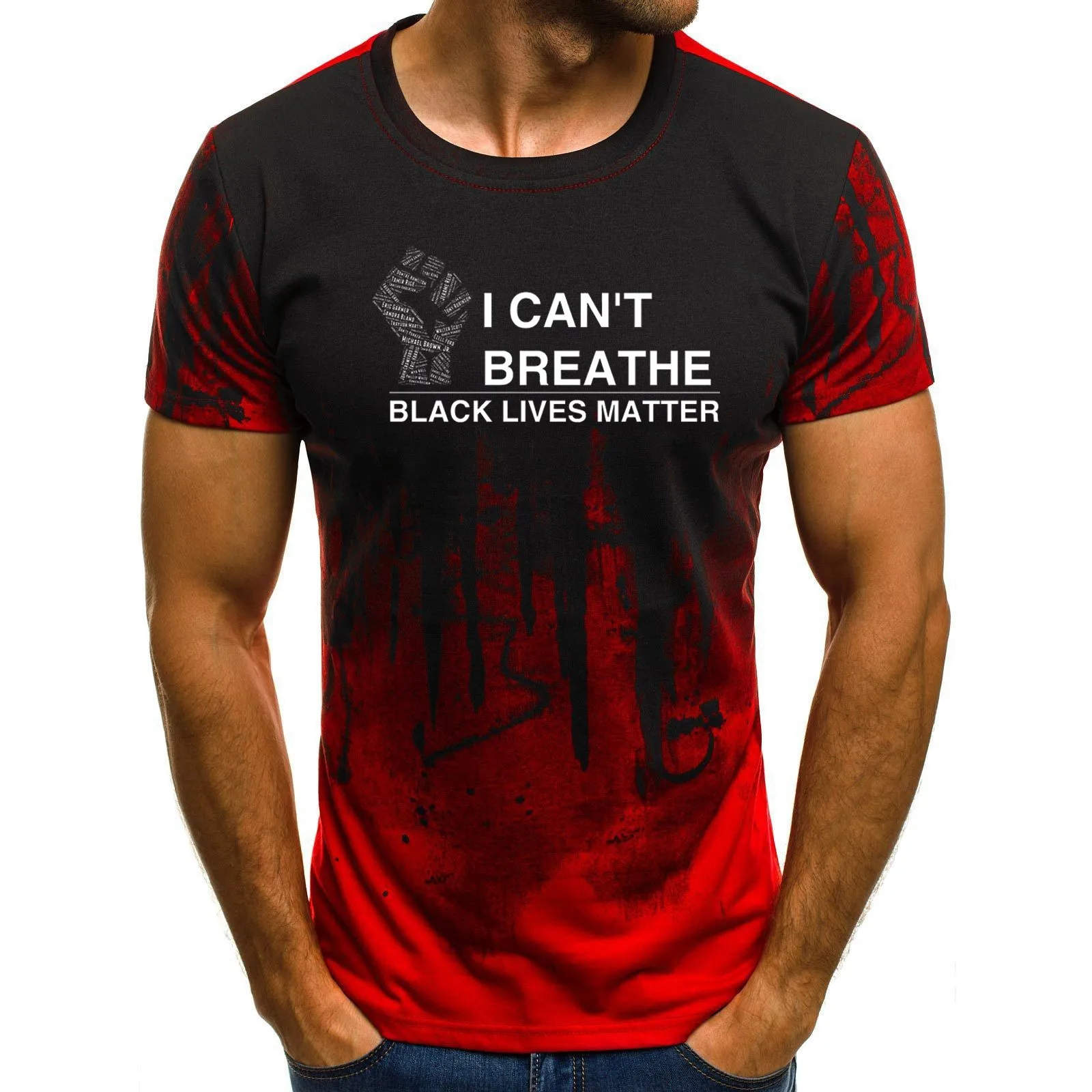 Мужская футболка с чернильным принтом мужская летняя для защиты дыхания и прав
