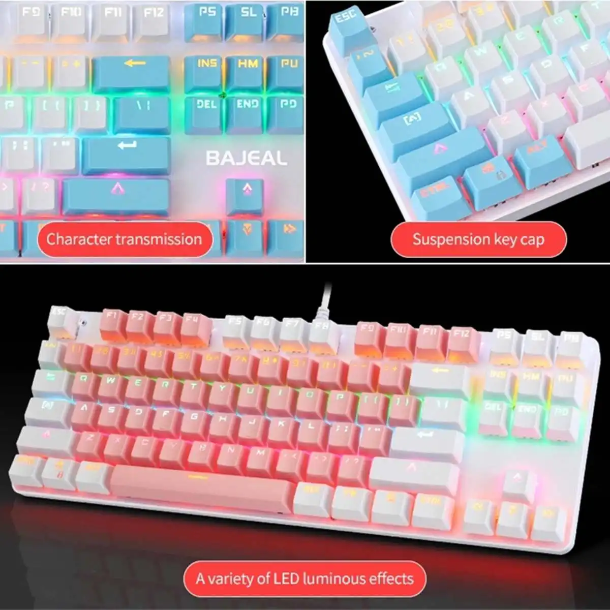 

87 Keys Wired Mechanical Keyboard Gaming Mechanical Blue Switch 26 keys anti-ghosting Excellent Gaming and Typing