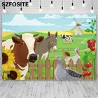 Виниловый фон для фотосъемки с изображением животных, коровы, голубого неба