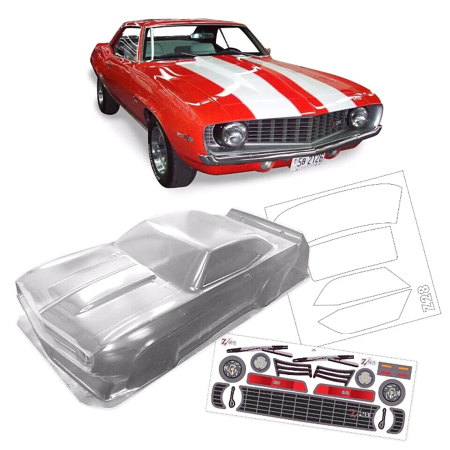 

Rc Car 1969 Chevrolet Z28 Toys Model Clear Body Shell + Stickers For 1/10 Rc Drift Car Hpi Hsp Tamiya On-Road Rally Electric Car