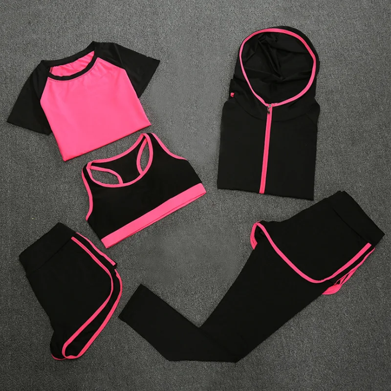 5 шт. женский спортивный бюстгальтер для фитнеса футболка куртки и бесшовные