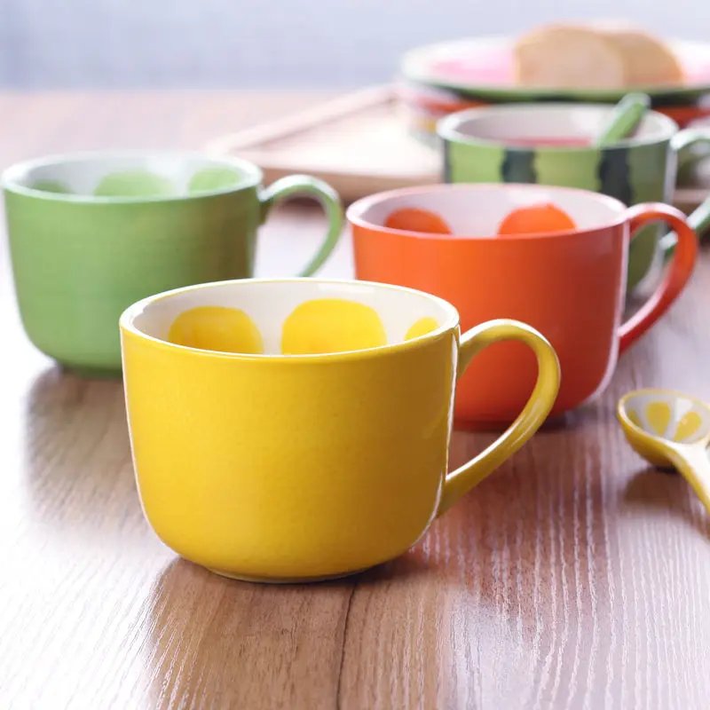 Creative Hand-painted Tableware Ceramic Dessert Watermelon Fruit Bowl Cute Cartoon Cup Set Home Salad Rice | Дом и сад
