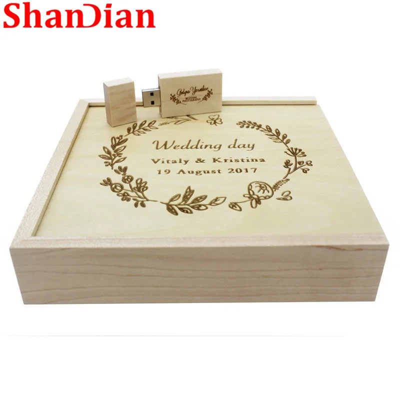 SHANDIAN деревянный фотоальбом Большой овальный usb + коробка флэш-накопитель U диск
