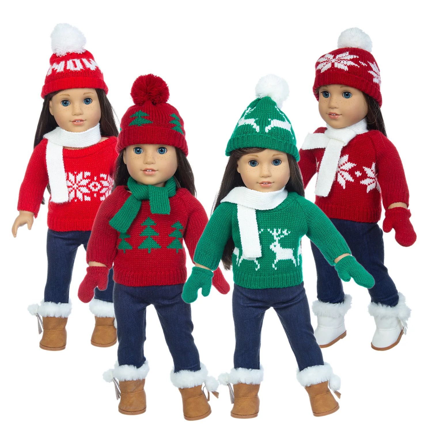 

2020 г., набор с милым рождественским свитером, подходит для кукол американской девочки, кукольная одежда 18 дюймов, обувь в комплект не входит.