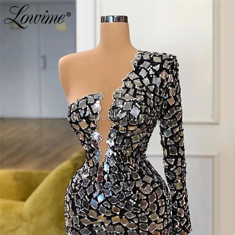 One Shoulder Crystals Special Occasion Evening Dresses 2020 Custom Made Beading Dubai Kaftan Robe Soiree Islamic Party Gowns