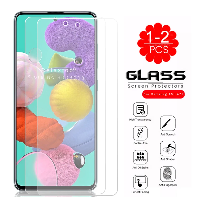 1/2 шт. Защитное стекло для samsung galaxy a51 a71 бронированное закаленное на samsun sansung a 51 71
