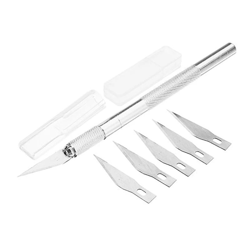 

Non-Slip Metal Scalpel Knife Tools Kit Cutter Engraving Craft knives + 5pcs Blades Mobile Phone PCB DIY Repair Hand Tools