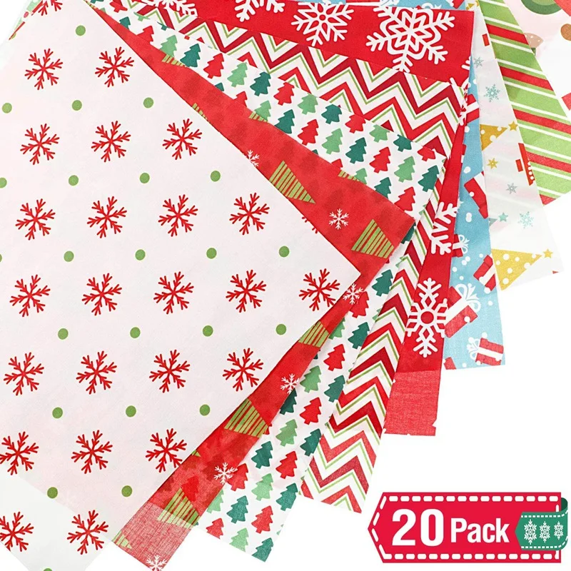 Промо акция! 20 шт. Рождественская хлопковая ткань квадраты комплект стеганых