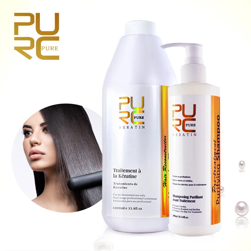 PURC Brazilian Keratin Treatment Hair Set 1000ml Keratin Hair Straightening Purifying Shampoo Set