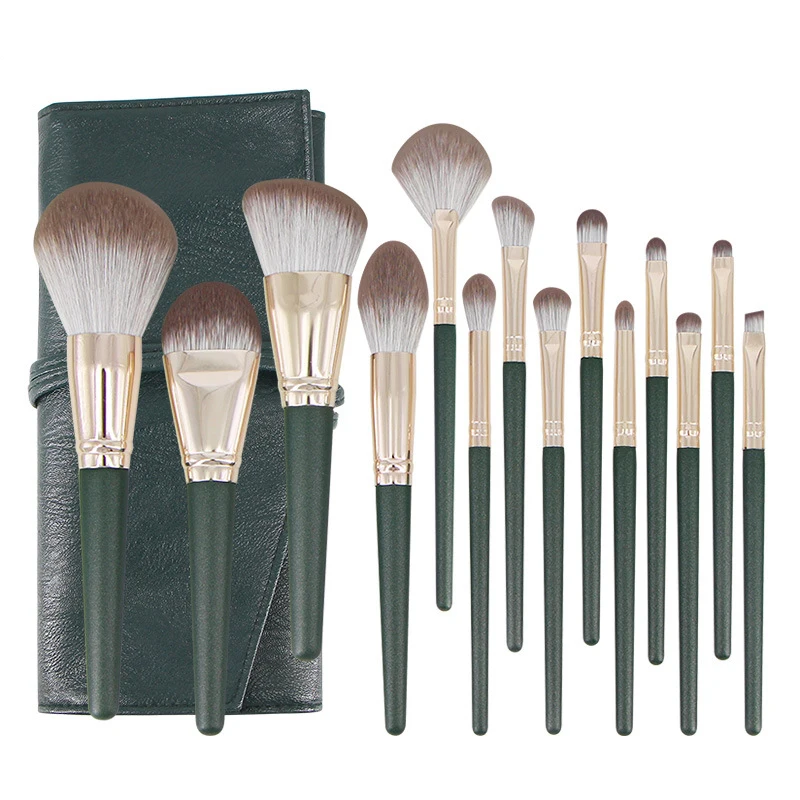 

14pcs Makeup Brushes Set Wooden Handle Synthetic Fiber Eyeshadow Blusher Foundation Eyelash Beauty Cosmetic Tools