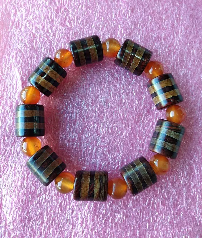 Натуральная коричневая нить вены тибетские бусины дзи браслет с агатом бусина