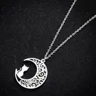 Jisensp винтажное ожерелье с подвеской в виде кошки, Луны, оригами, Очаровательное ожерелье, модные украшения для женщин, подарок для дружбы