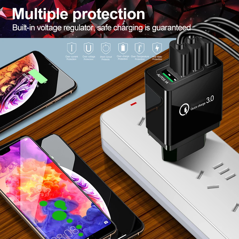 Зарядное устройство USB 3 0 с европейской вилкой для быстрой зарядки телефона