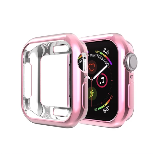 Pink Защитный чехол для Apple Watch 4, 44 мм, iWatch band 3, 42 мм, 38 мм, 40 мм, 360 градусов, защита от падения, ТПУ, силиконовый защитный чехол - Цвет: Pink