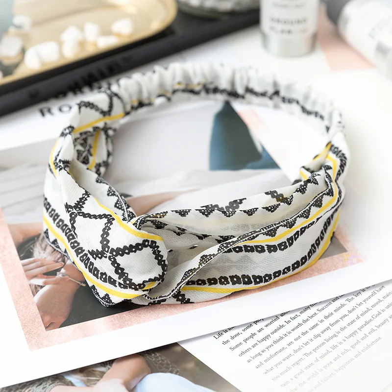 

2021 Women Headband Fashion Cross Knot Elastic Hair Bands Soft Print Floral Girls Hairband Headwear Hair Accessories