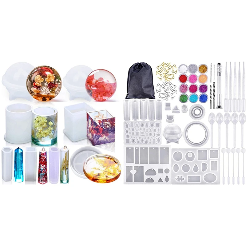 

159 Pcs Resin Earring Mold Kit - Silicon Casting Molds Set and Tools & ​8Pcs Silicone Epoxy Resin Casting Art Mold