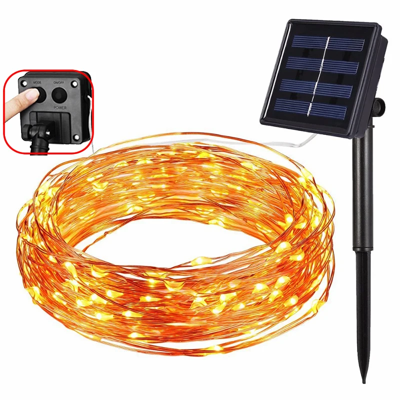 12 м 100LED/22 200 LED Солнечная гирлянда сказочные огни Водонепроницаемая наружная