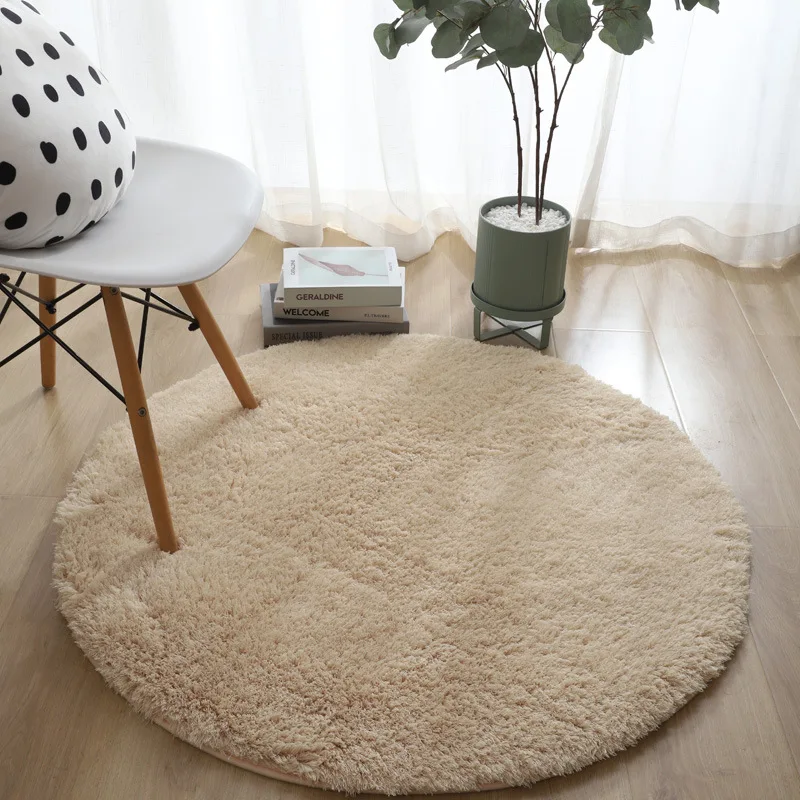 

1PC Thick Silky Fluffy Round Carpet for Living Room Bedroom Home Decor Simple Modern Plush Shaggy Rug Children's Play Mats