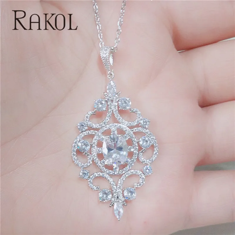 RAKOL Новое модное большое красивое ожерелье с цветочным узором в форме зеленого