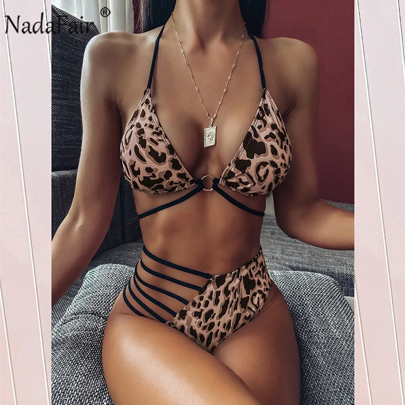 Nadafair 2020 бандажный неоновый сексуальный комплект бикини женский купальник