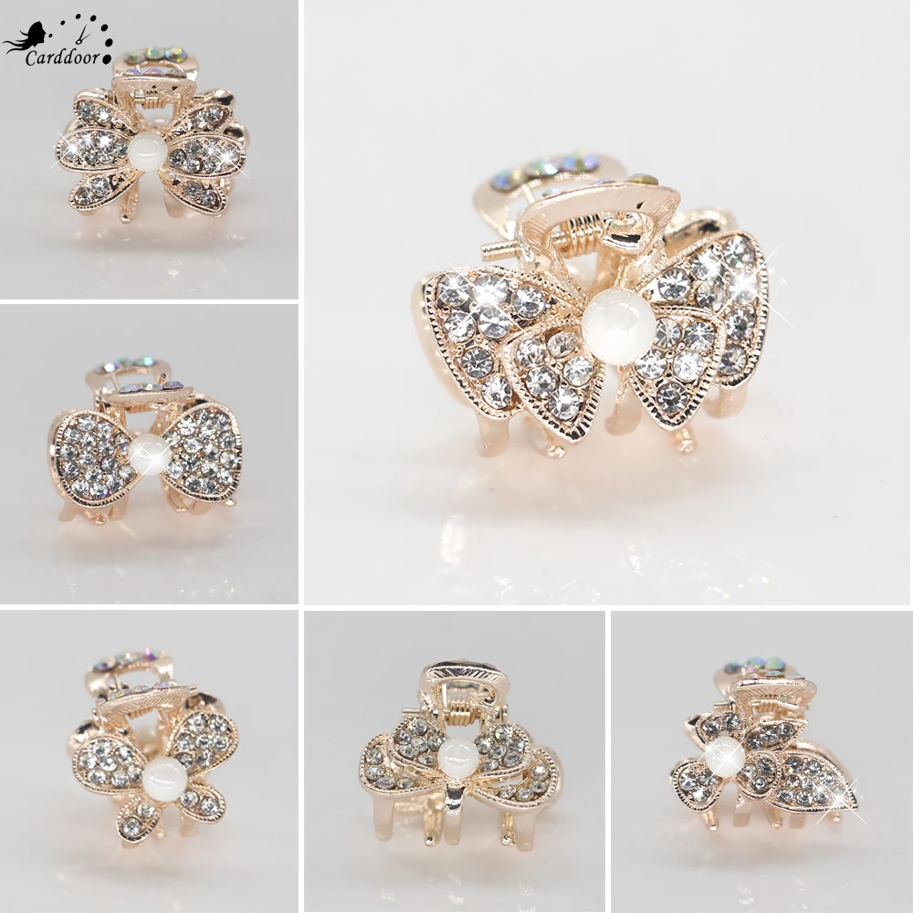 Carddoor крабы для волос, аксессуары для волос для женщин и девочек, маленькие жемчужные стразы, цветок, бант, заколки для волос, заколки на волосы для вечеринки