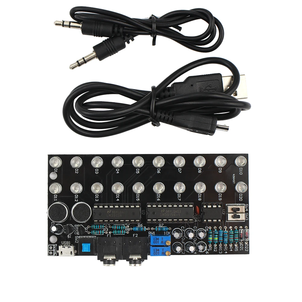 GHXAMP LM3915 двухканальный 10 аудио индикатор уровня наборы MP3 PC телефон динамик музыкальный спектр с голосовой активировкой
