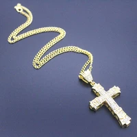 christian cross shape pendant necklace mens womens necklace new fashion crystal mosaic accessories religious amulet jewelry