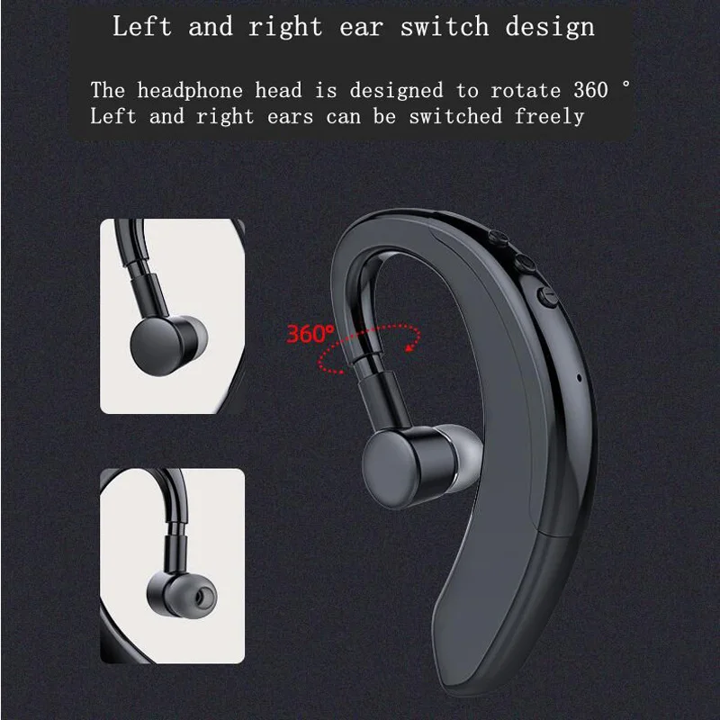 Hanging ear wireless bluetooth headset ultra light material painless wearing business sports stereo without ears for 15 hours