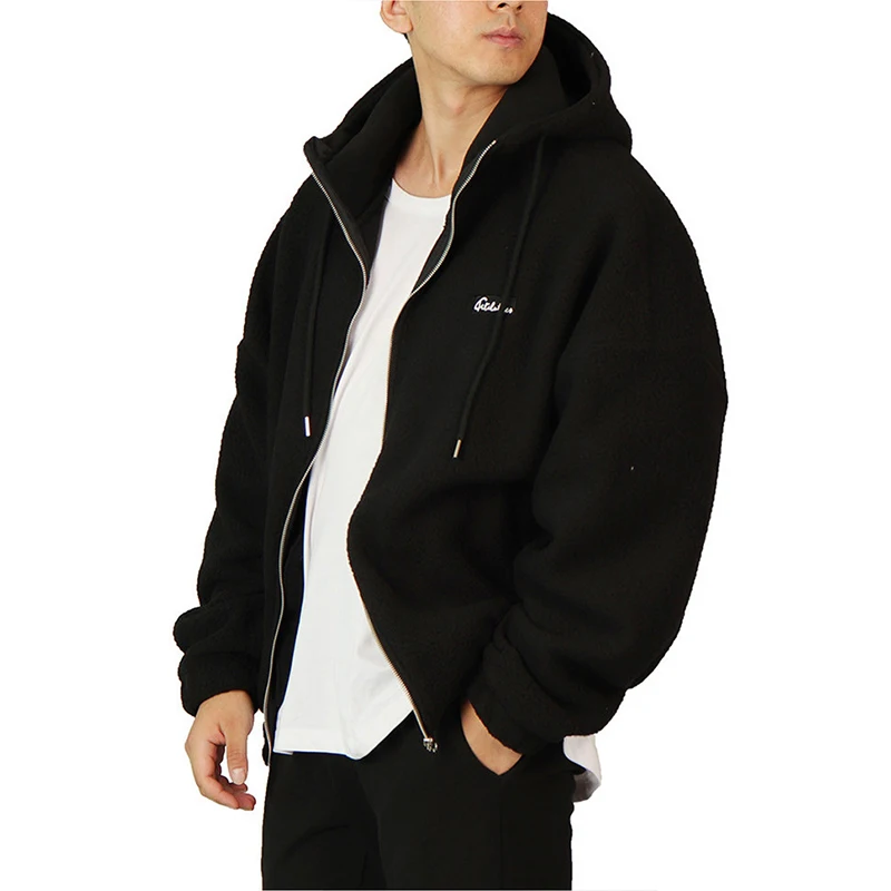 Мужская кашемировая куртка на молнии оверсайз уличная одежда в стиле хип хоп