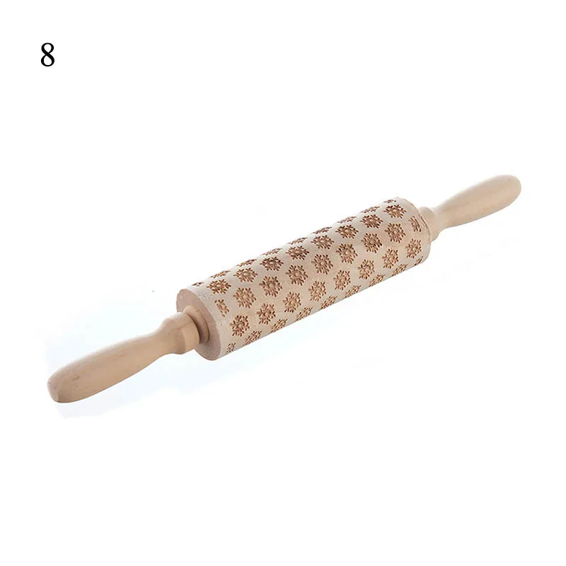 Christmas moose Rolling pin Xmas Wooden Embossing DIY baking tool Creative printing pastry Cookies Roller pins | Дом и сад