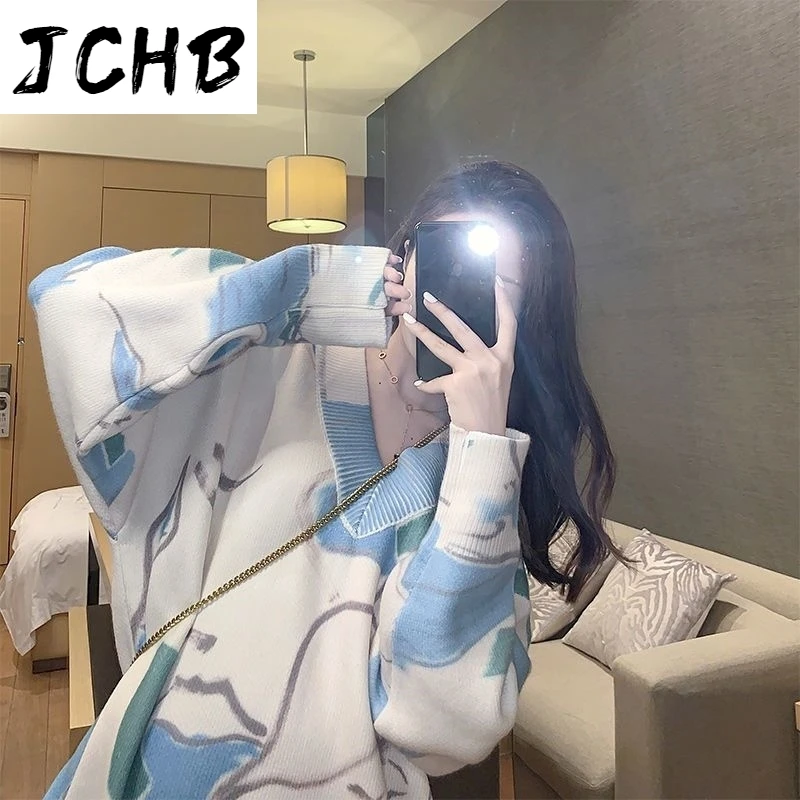 

2021 Long-sleeved Sweater Women Korean Version of the Autumn New Pullover V-neck Temperament Lazy Style Thin Sweater Trend