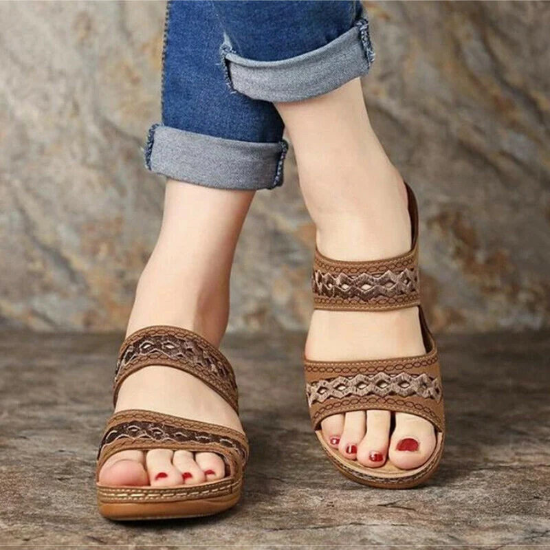 

Women Peep Toe Hollow Out Breathable Casual Wedges Sandals Slipper Shoes K2