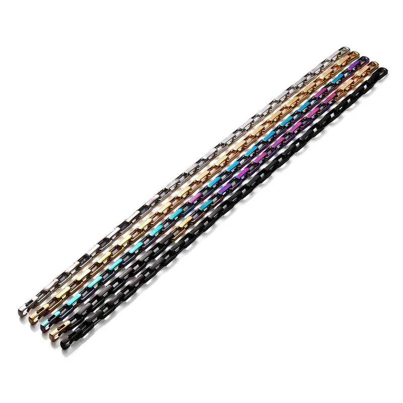 

New Trendy Hip Hop Men Necklace Zinc Alloy Colorful Quenching Fashion Chain Luxury High Quality Couple Exquisite Gift Jewelry