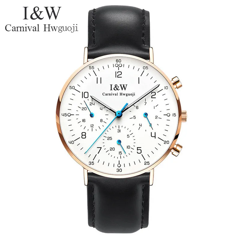 Carnival Brand Fashion Quartz Watch for Men Luxury Luminous Ultra Thin Sapphire Glass Wristwatch Waterproof Clock Reloj Hombre