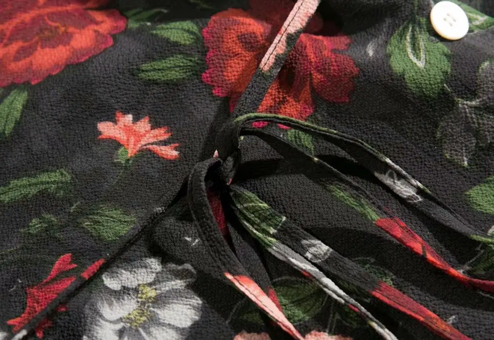 Bazaleas Франция Arles цветочный принт Черный vestido модное крепление галстук боковые