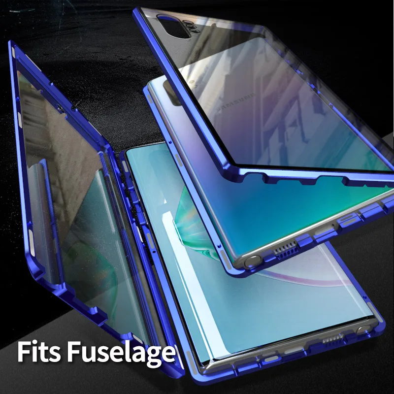 

Magnetic Metal Case For Samsung Galaxy Note 8 9 10 Plus Double Side Glass Cover