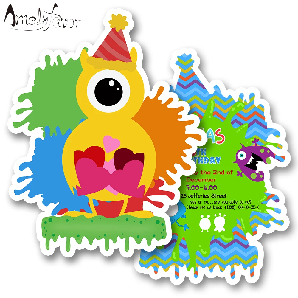 

Mini Monster Theme Party Invitation Card Birthday Party Event House Moving Decorations Supplies Blank Custom-made Invitations