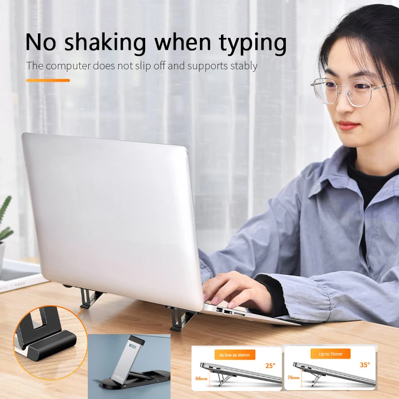 

1 Pair Portable Foldable Mini Compact Laptop Riser Invisible Stand Bracket Foldable Universal Notebook Laptop Cooling Holder