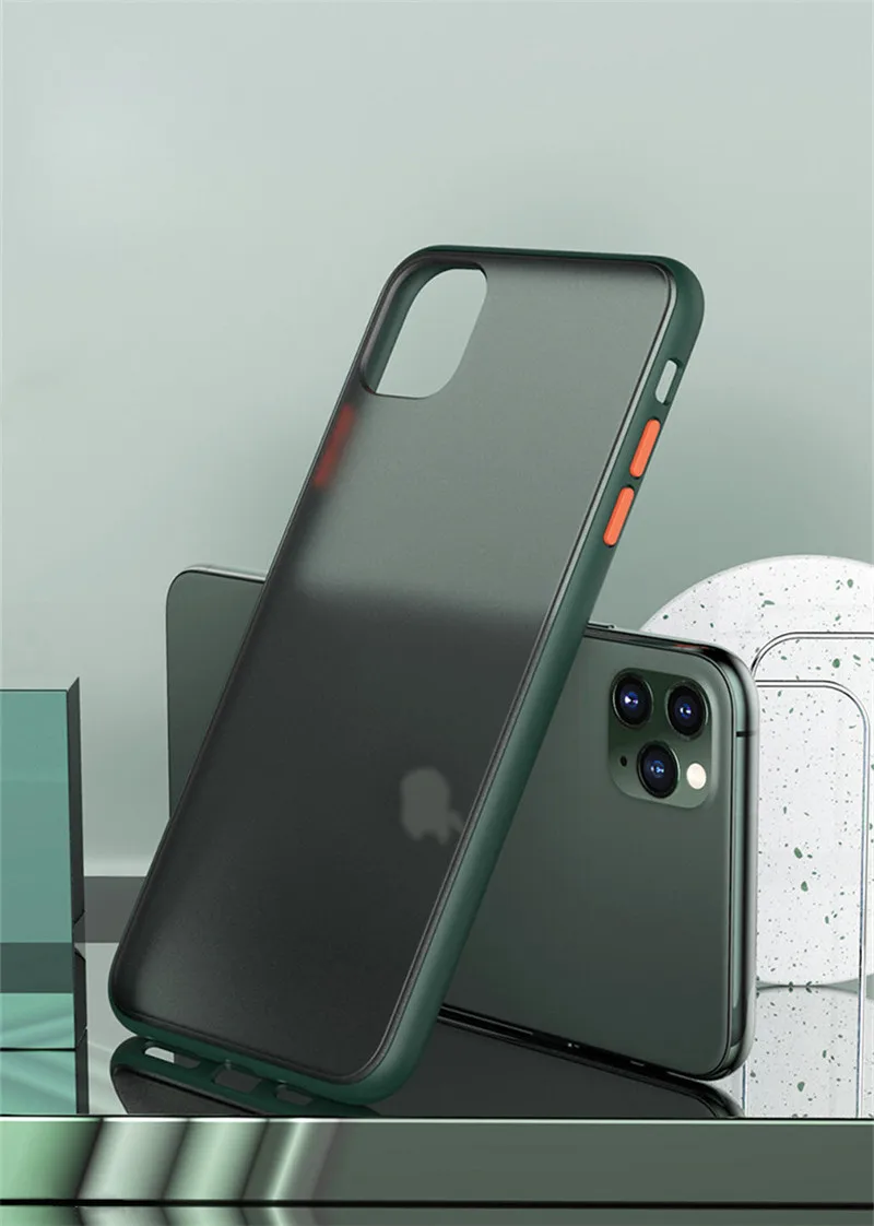 Luxury Transparent Matte Case For iphone 11 Pro XS MAX XR X Hybrid Shockproof Silicone Phone Case For iPhone 6 6s 7 8 Plus Cover