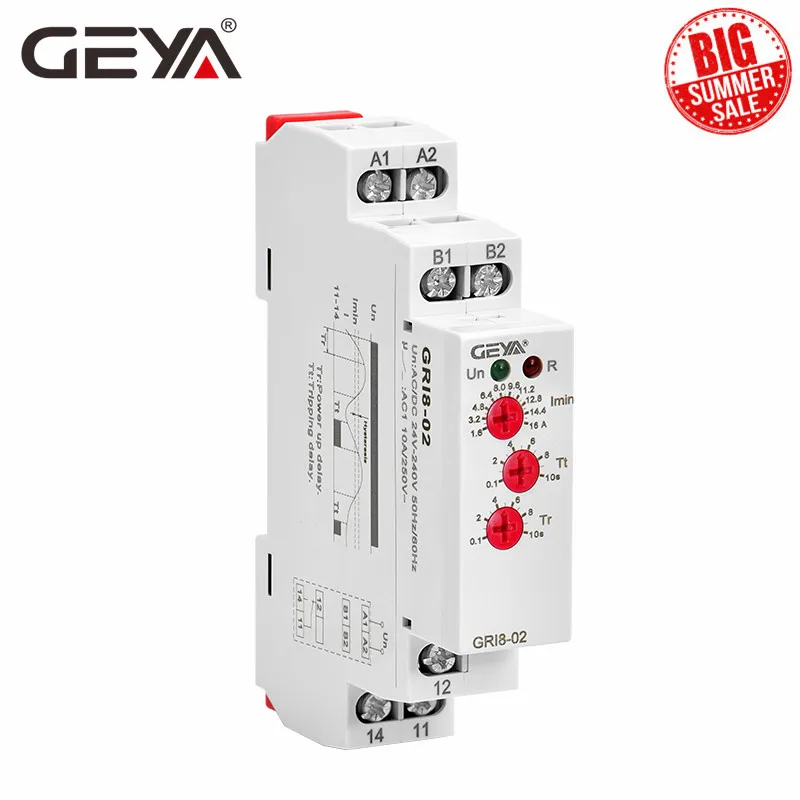 Бесплатная доставка GEYA GRI8 02 под ток реле контроля 0.05A 16A переменного тока/DC 24V